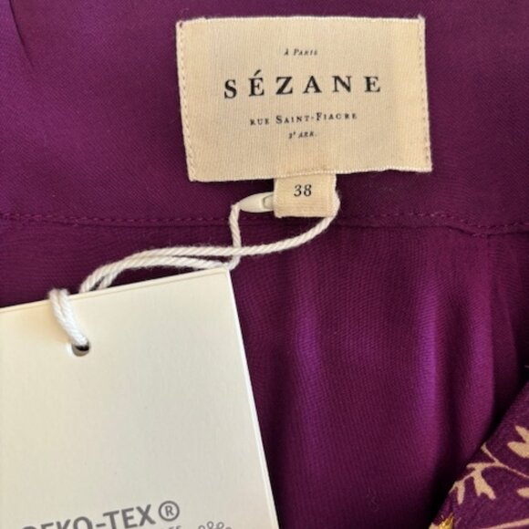 NWT Sezane Tabata Skirt Imprimé Feuillages Violet - Size 38/US 6 - Picture 5 of 6